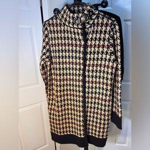 Anne Klein Houndstooth Knit Cardigan Sweater Jacket - Size Small